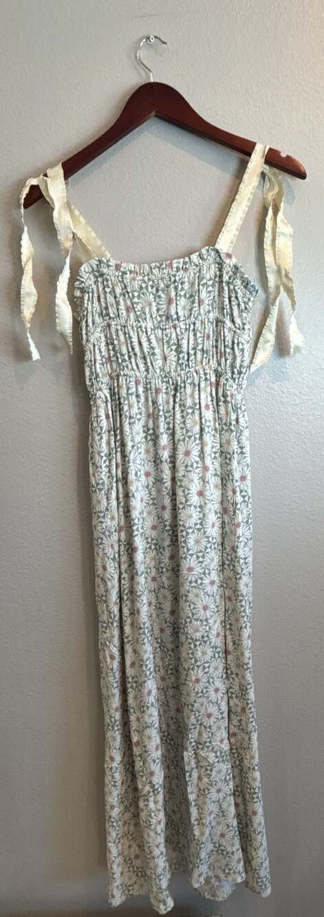 Lily Rose Floral Print Smocked Tie Strap Maxi Dress Sz Small